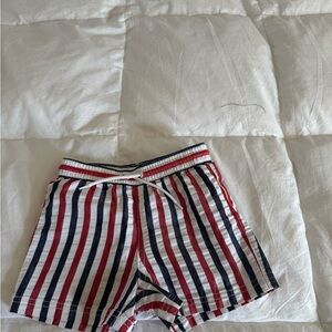 Janie and Jack Red, White, and Blue Striped Swim Shorts